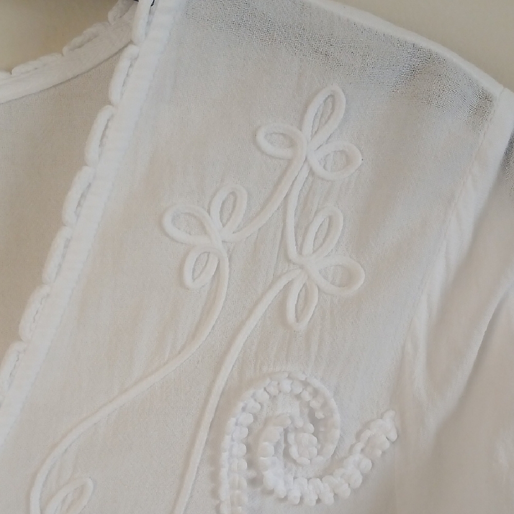 Soft Surroundings White Embroidered Boho Tunic Top/Swimsuit cover-up Large - Picture 10 of 16